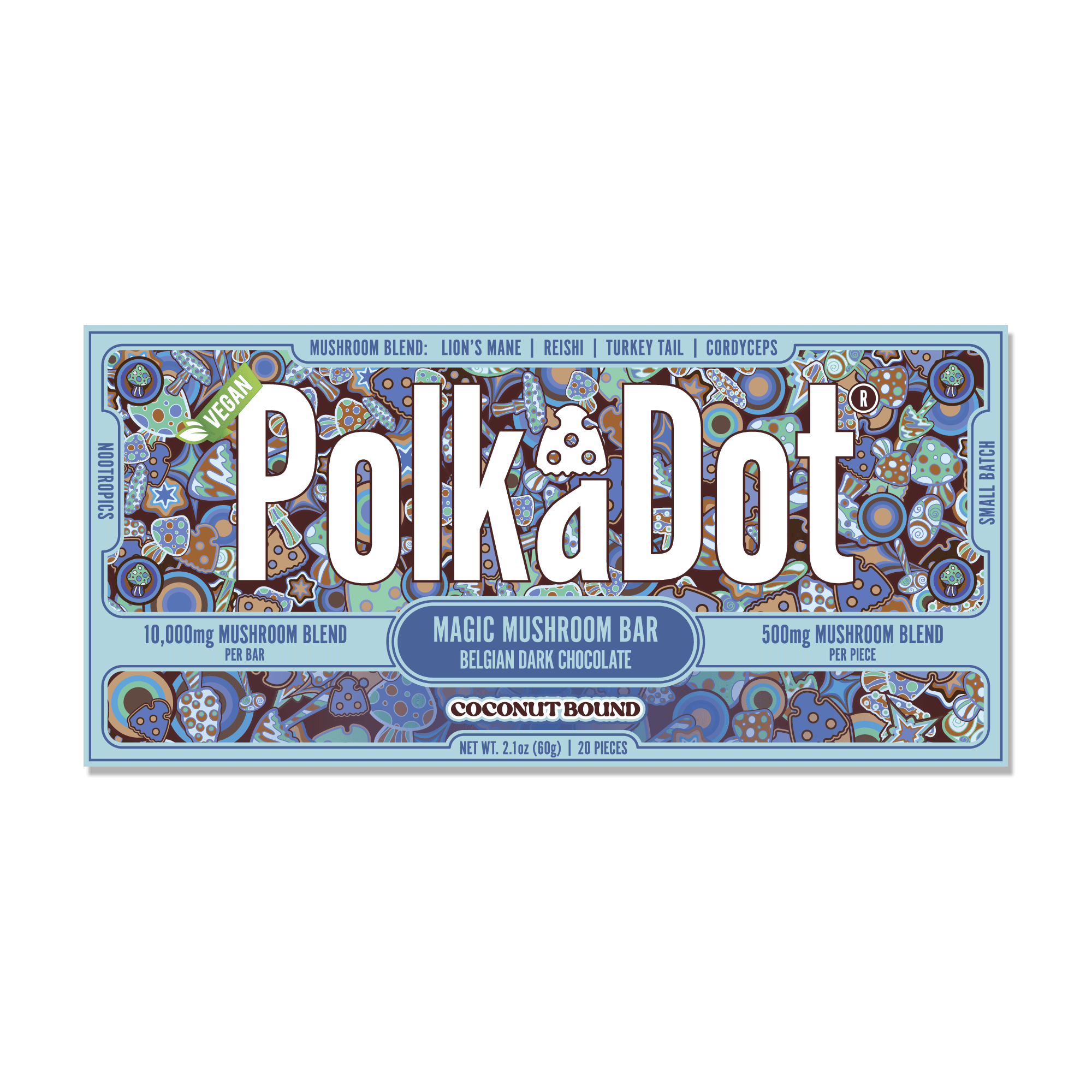 Coconut Bound Chocolate Bar — organic functional mushroom chocolate bar | PolkaDot™