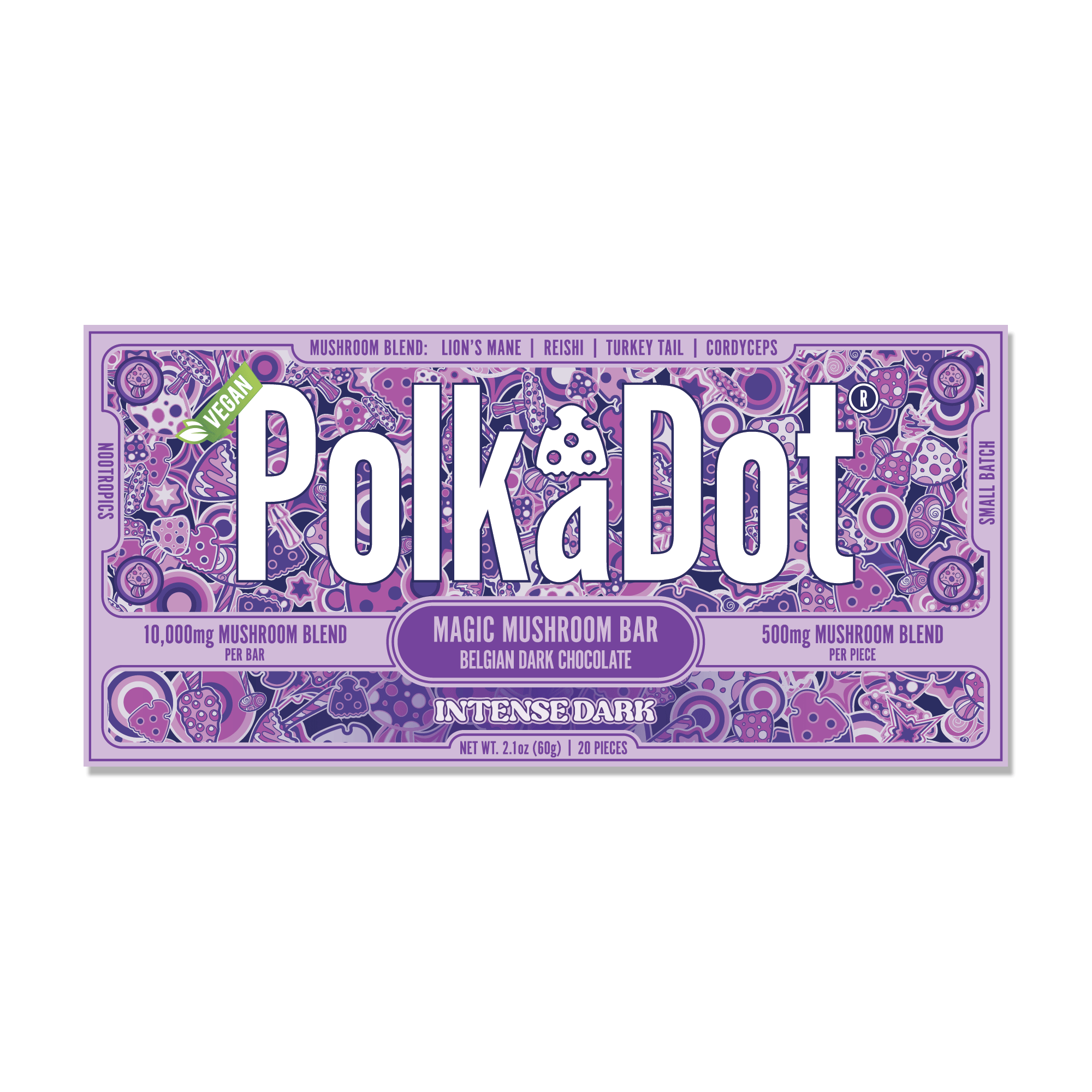Intense Dark Chocolate Bar — organic functional mushroom chocolate bar | PolkaDot™