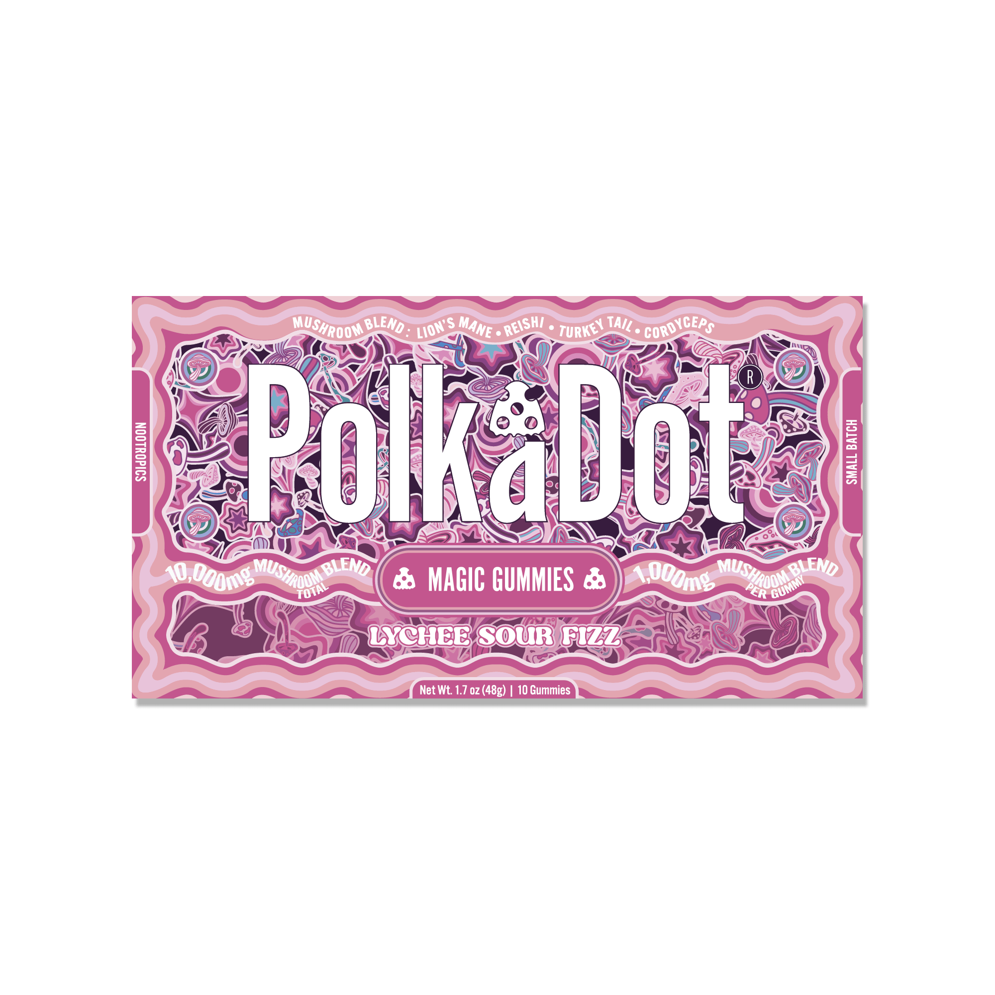 Sour Lychee Fizz Gummies — organic adaptogen mushroom gummies | PolkaDot™
