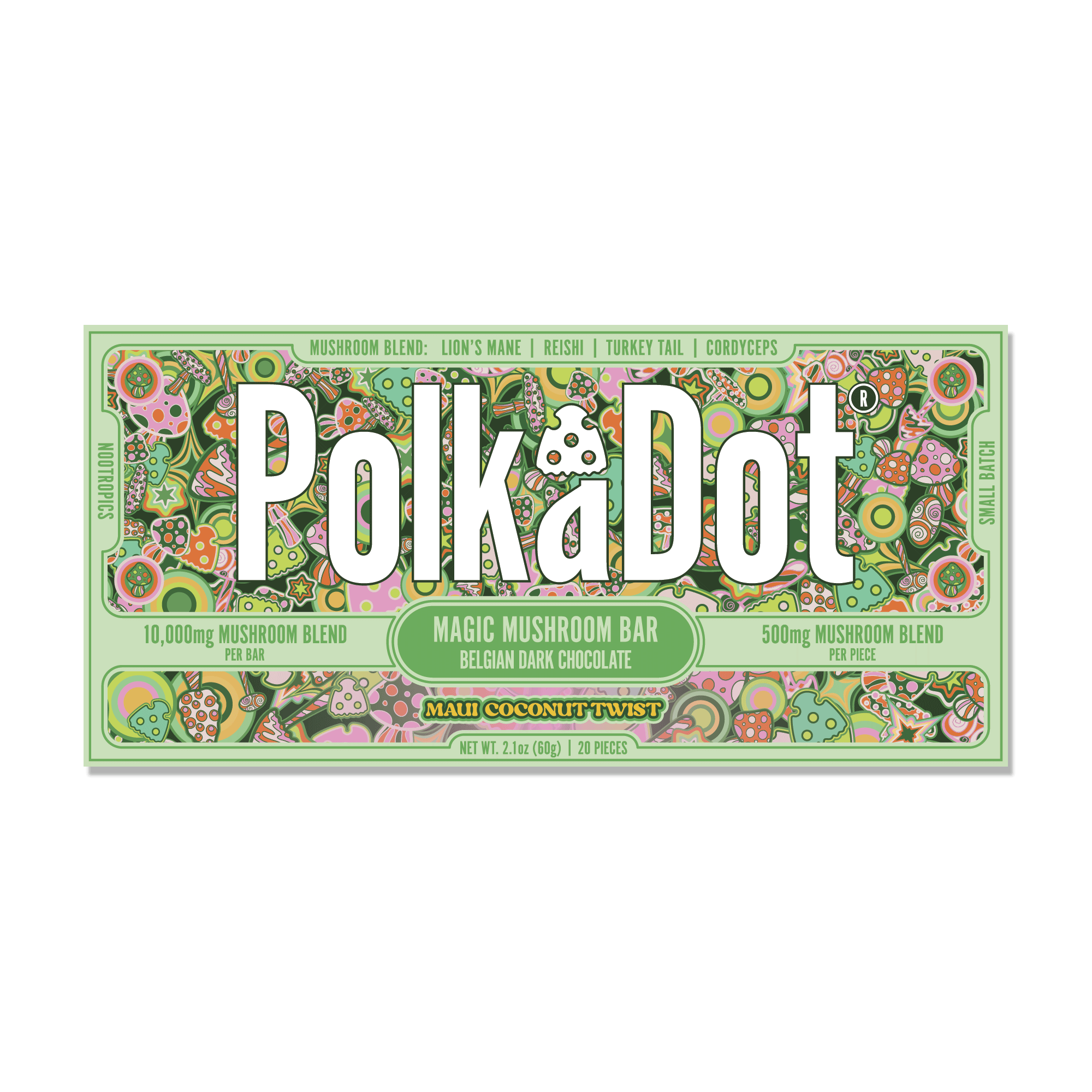 Maui Coconut Twist Chocolate Bar — organic functional mushroom chocolate bar | PolkaDot™