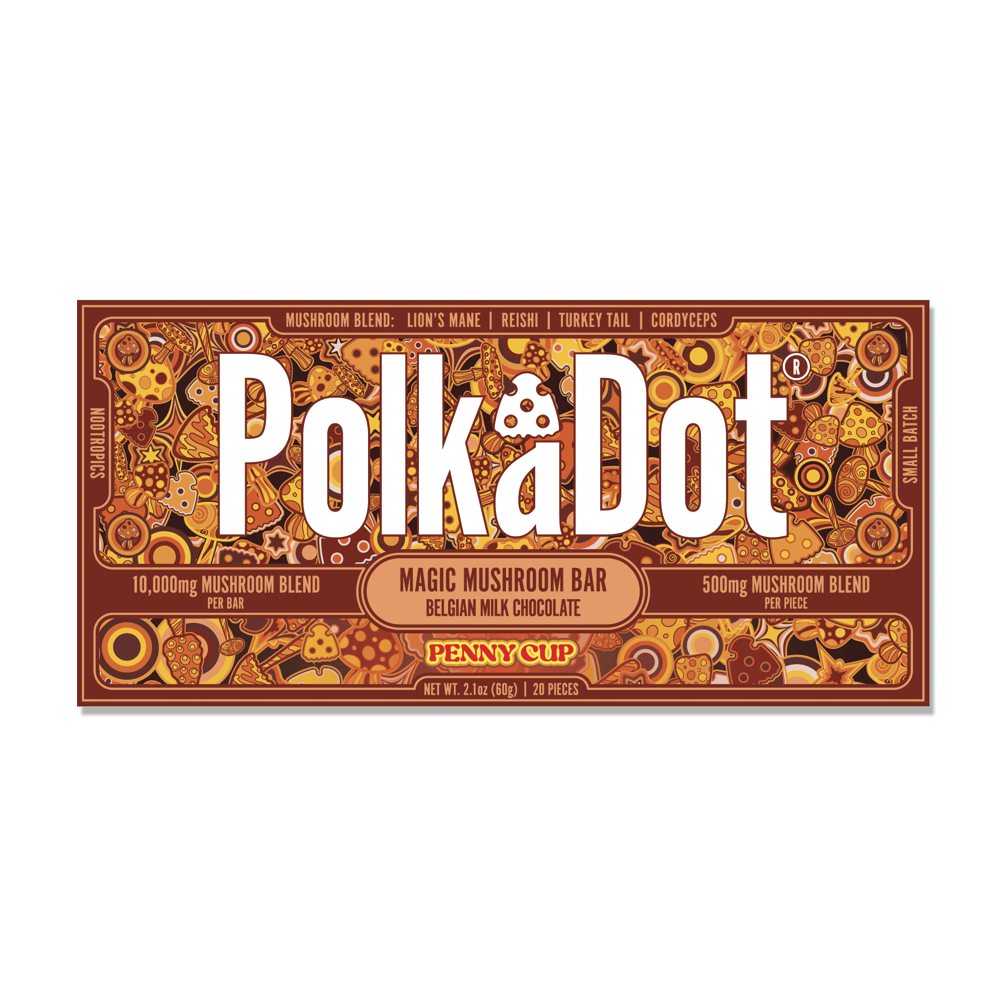 Penny Cup Chocolate Bar — organic functional mushroom chocolate bar | PolkaDot™